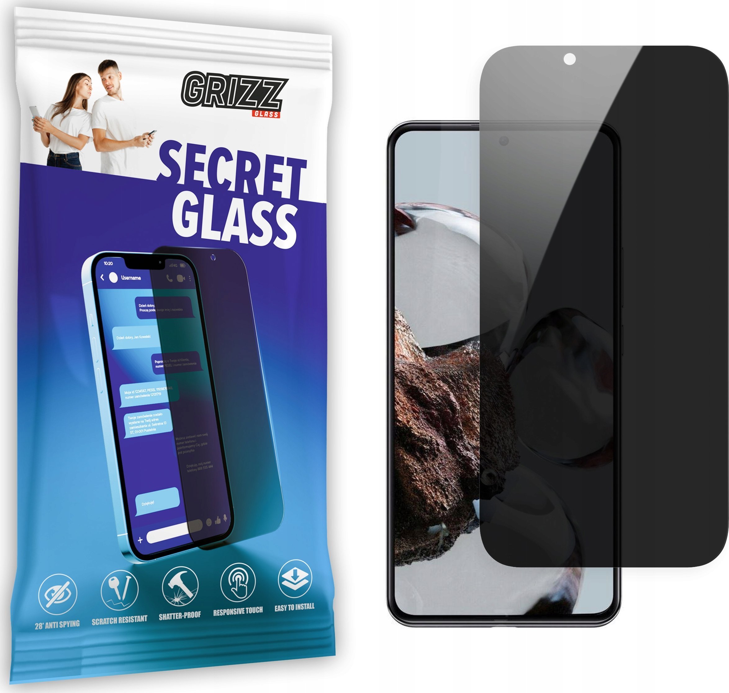 GrizzGlass Szkło prywatyzujące GrizzGlass SecretGlass Xiaomi 12T Pro