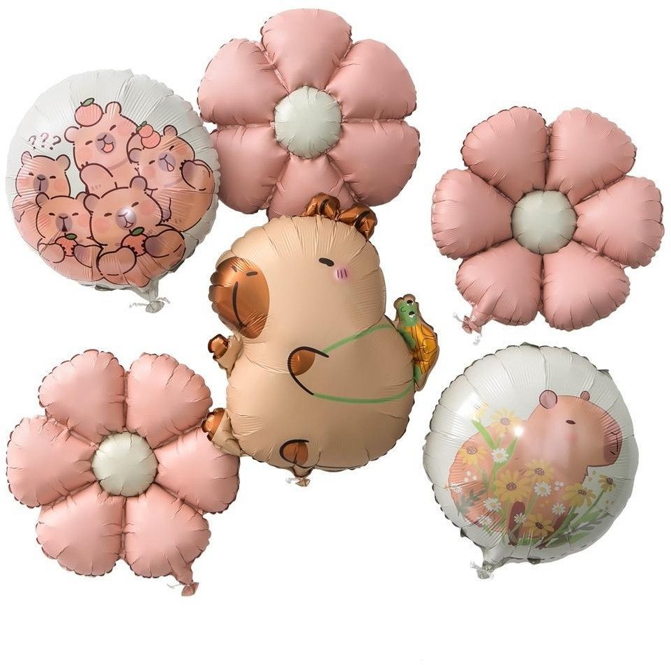 Balony foliowe matowe kapibara - stokrotka 6szt