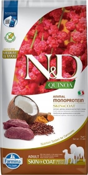 Farmina FARMINA N&D Quinoa Dog Skin&Coat Venison&Coconut Adult Medium&Maxi - sucha karma dla psa - 7 kg