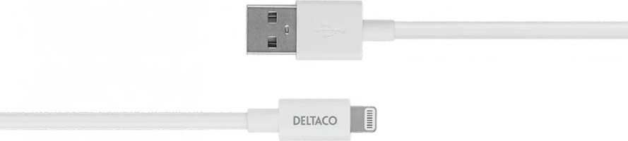 Kabel USB Deltaco USB-A - Lightning 2 m Biały (IPLH-402)