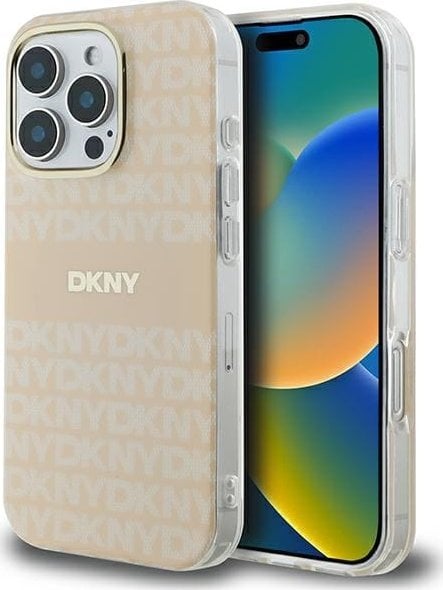 DKNY DKNY DKHMP16LHRHSEP iPhone 16 Pro 6.3" różowy/pink hardcase Repeat texture patern & Stripe MagSafe