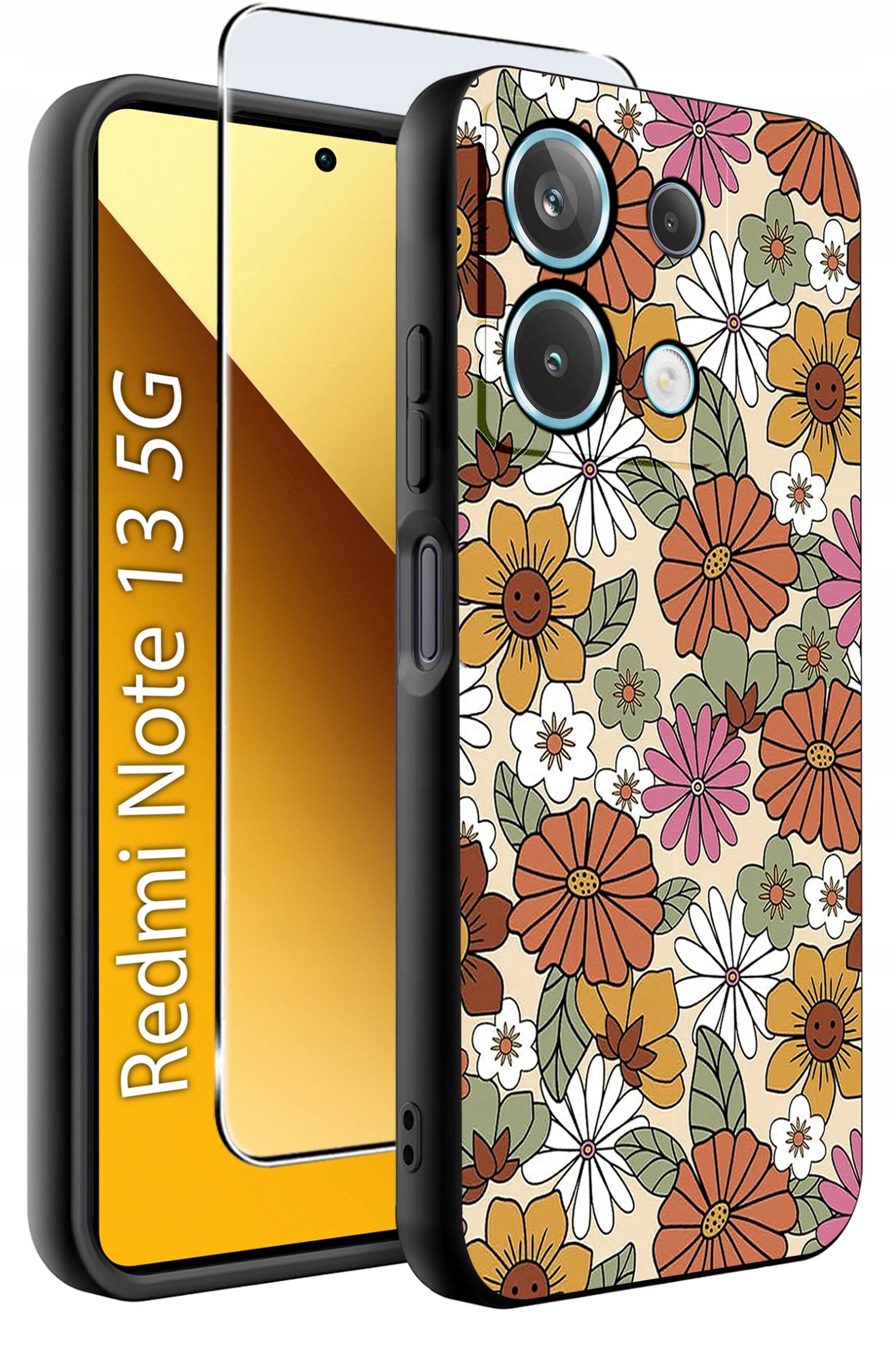 ETUI do Xiaomi Redmi Note 13 5G WZORY |SILIKONOWE MATT CASE +SZKŁO 9H