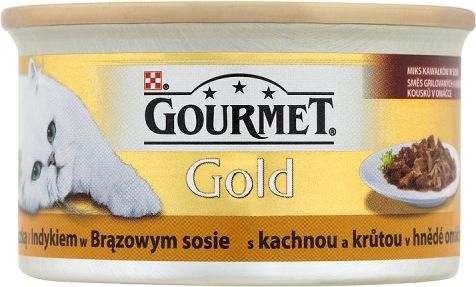 Gourmet Gold z kaczką i indykiem w brązowym sosie 85g