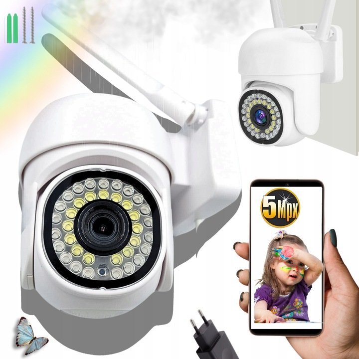 Kamera zewnętrzna WIFI Bezprzewodowa 5mpx Śledzenie APLIKACJI ZOOM MIKROFON [SIMPLY 5]