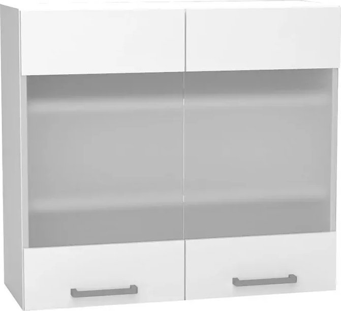 Elior Biała szafka z przeszklonym podwójnym frontem - Elora 29X 80 cm połysk