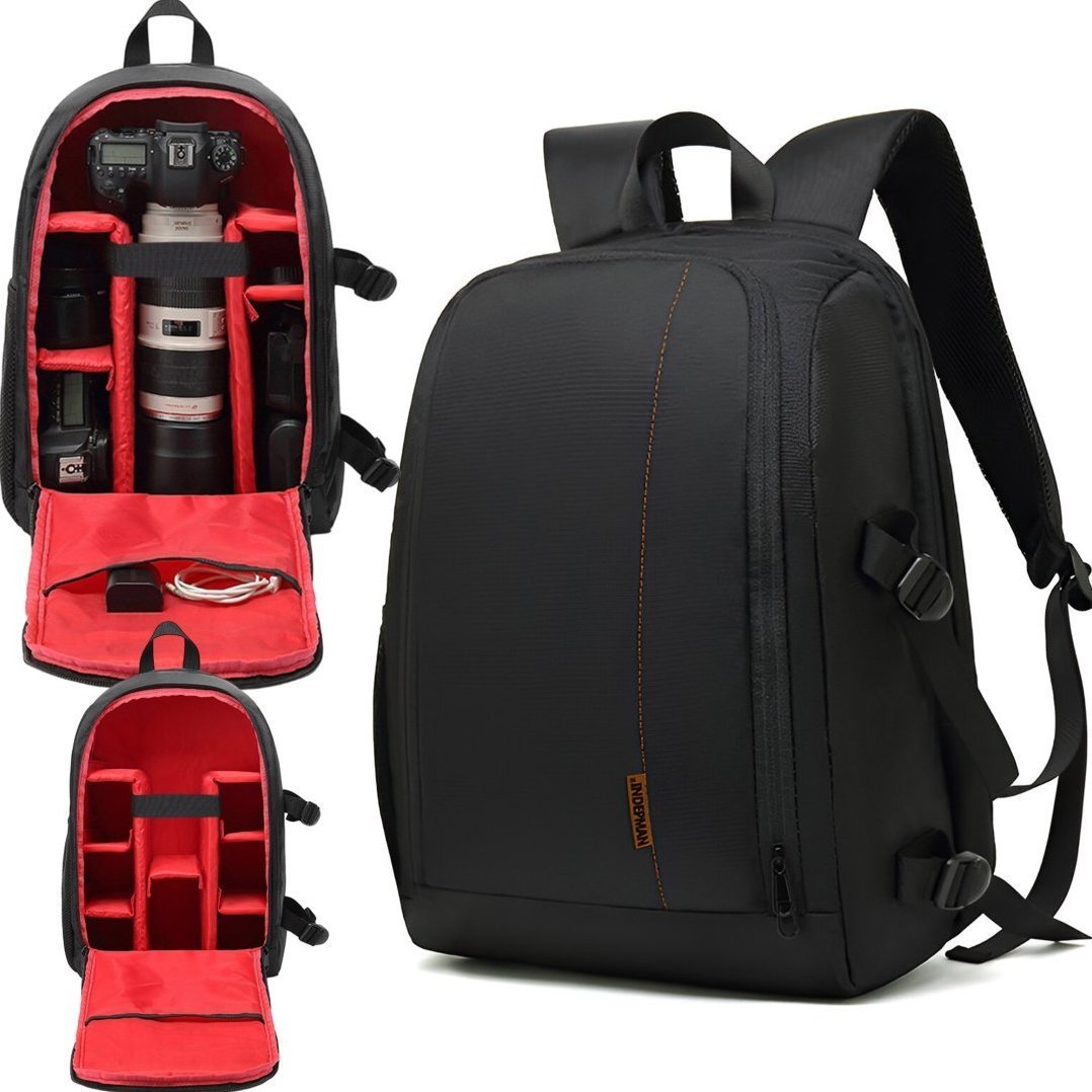 Plecak 4kom.pl Plecak fotograficzny wodoodporny pokrowiec na aparat, sprzęt fotograficzny, laptop 15.6 duży 44x30x19 Czarno-czerwony