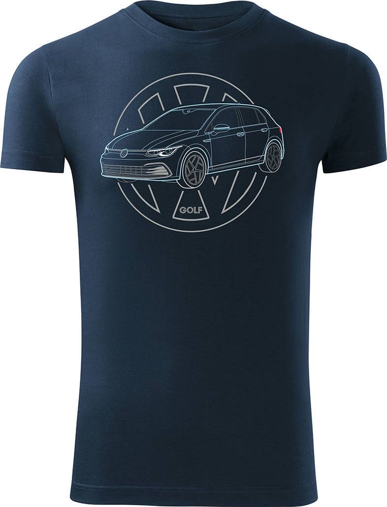 Topslang Koszulka z samochodem VW Golf męska granatowa SLIM M