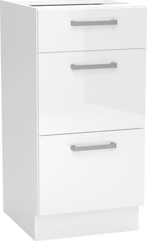 Elior Biała szafka dolna z 3 szufladami - Elora 6X 40 cm połysk