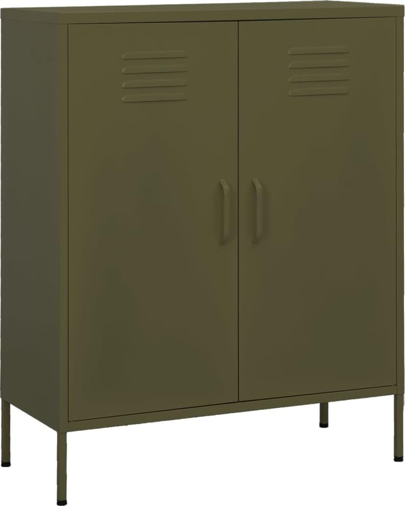 vidaXL Szafka, oliwkowozielona, 80x35x101,5 cm, stalowa