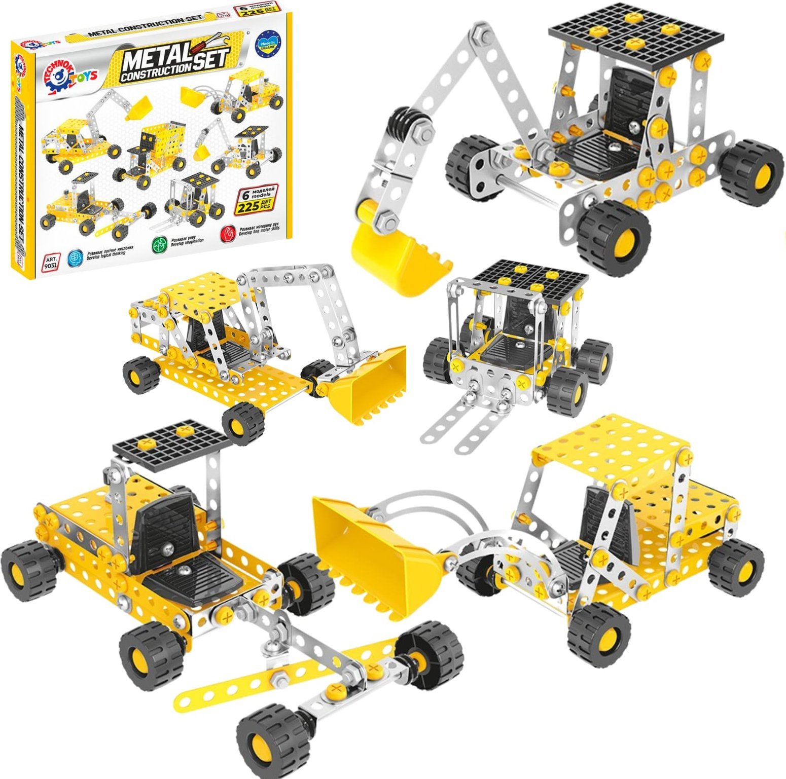 Zestaw Konstrukcyjny Metalowy Składanie Różnych Modeli Transport Pojazdy