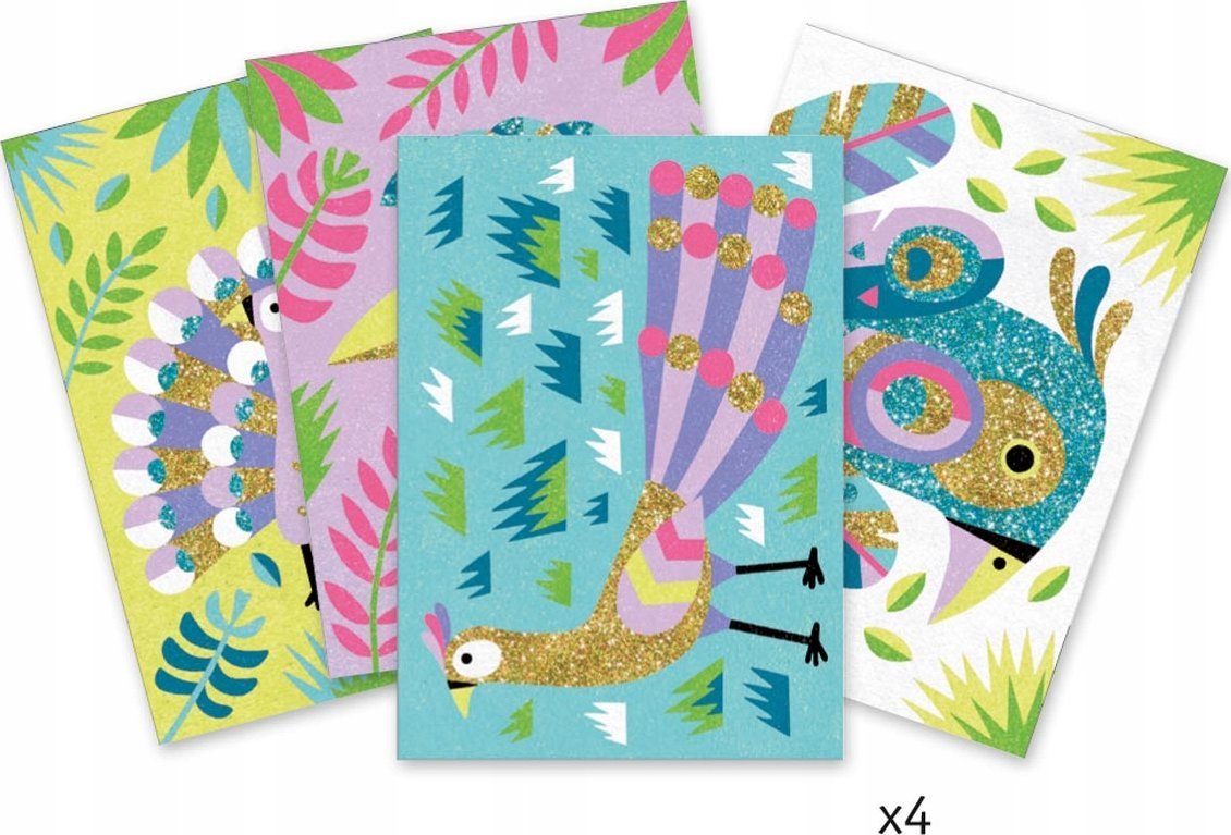 Djeco Djeco Kūrybinis smėlio ir blizgučių rankdarbis - Paukščiai