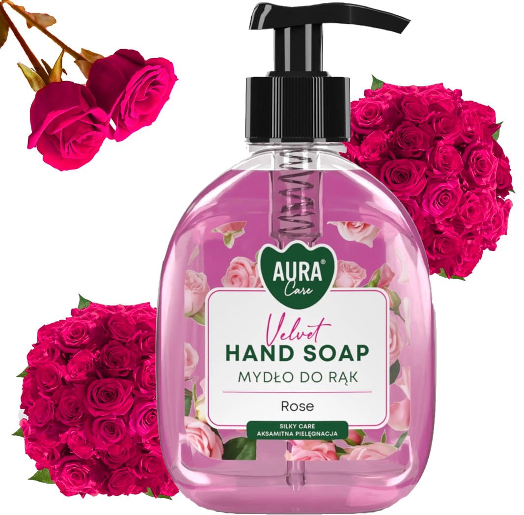 AURA Care Mydło Do Rąk Nawilżające Róża 300 ml Z Dozownikiem AHS-001-001