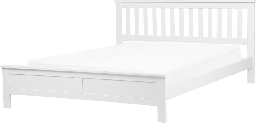 Beliani Łóżko drewniane 180 x 200 cm białe MAYENNE