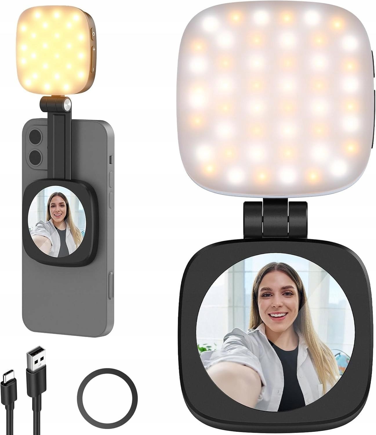 Lampa 48 Led + Lusterko Selfie Na Magnes Magsafe Do Telefonu Vlog Neewer / Basics Nl48b