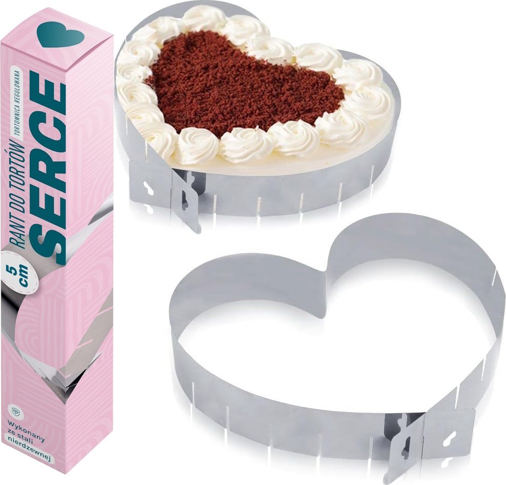 SHOPUJ.PL RANT DO TORTÓW W KSZTAŁCIE SERCA TORTOWNICA REGULOWANA OD 16 CM DO 30 CM