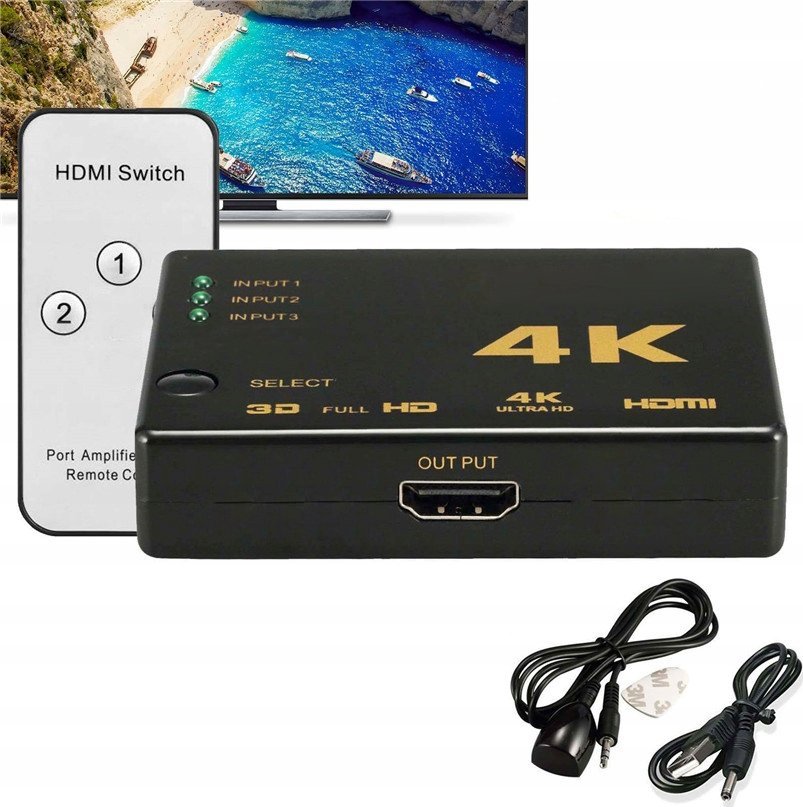 ROZDZIELACZ HDMI Z PILOTEM MAŁY HD-SW-10