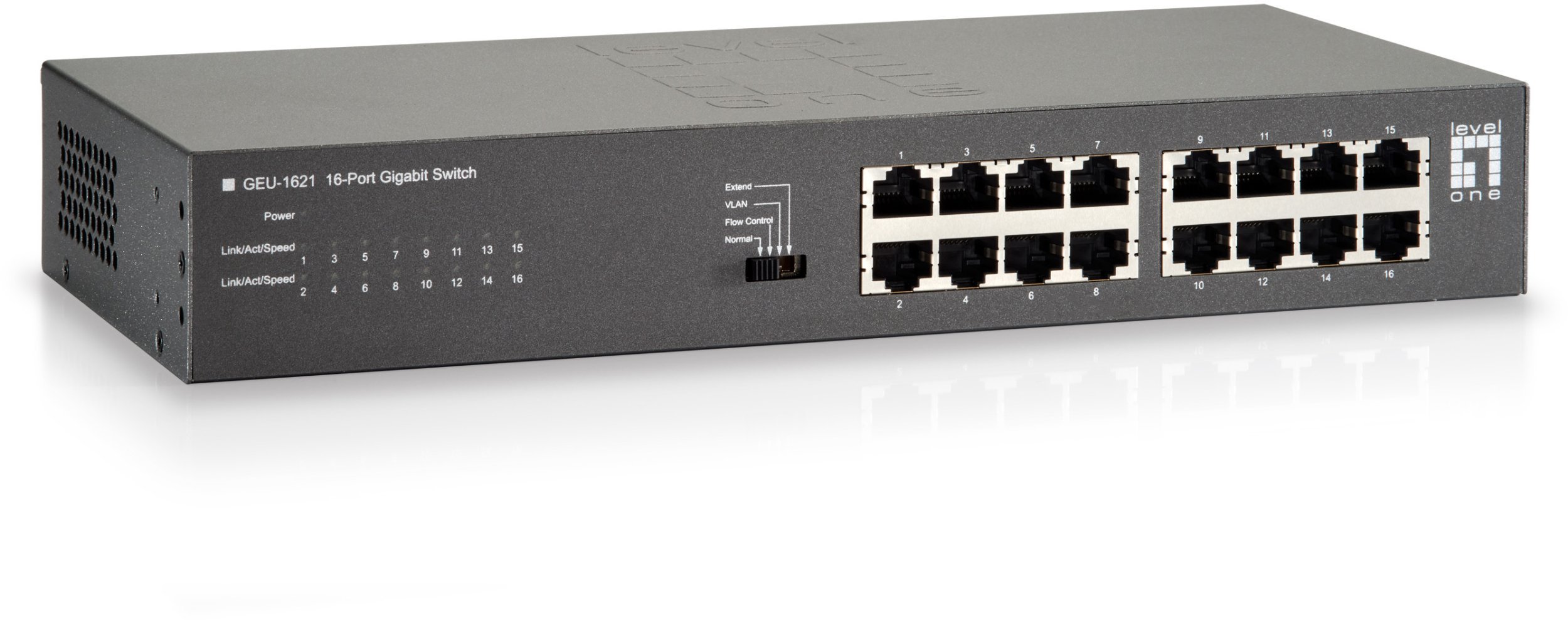 LevelOne Switch 16xGE +4-Mode Dip 19" 1Gbps