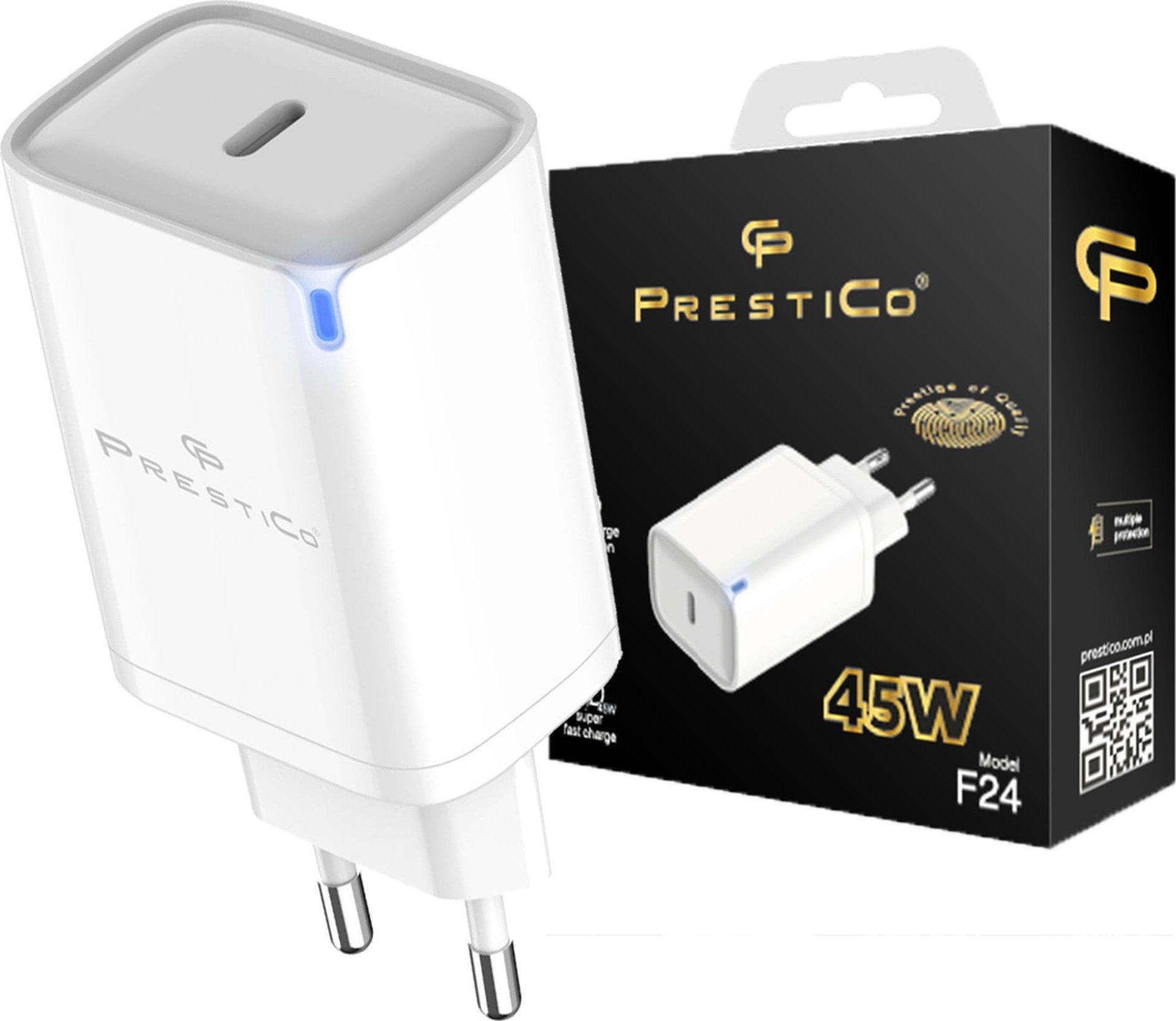 Ładowarka nemo Ładowarka sieciowa 45W PD USB-C Prestico F24 biała
