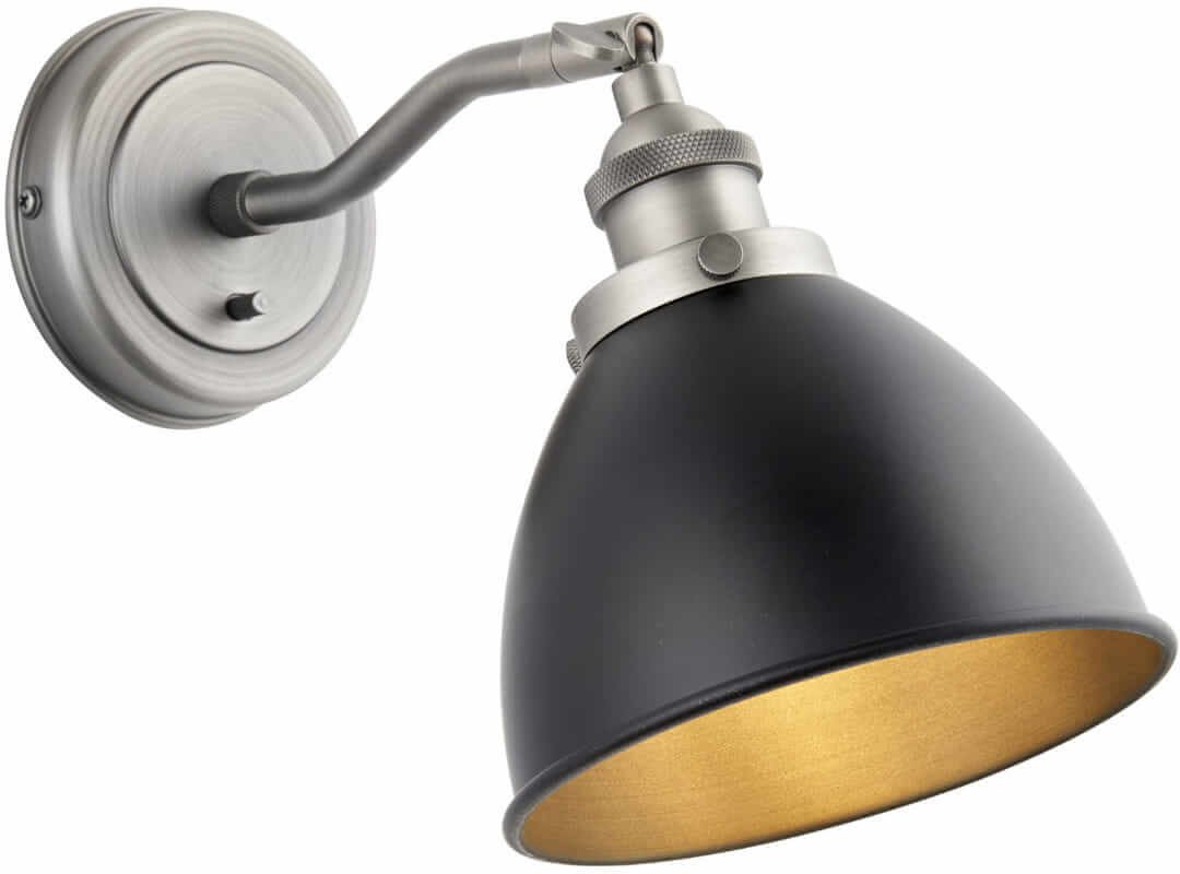 Metalowa lampa ścienna Franklin 98751 Endon do gabinetu cyna czarna