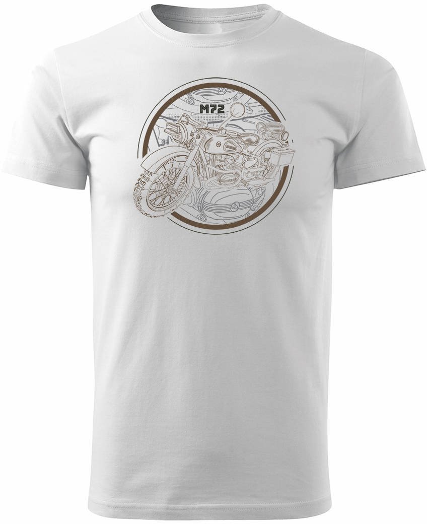 Koszulka motocyklowa na motor M72 Dniepr Ural męska biała REGULAR L