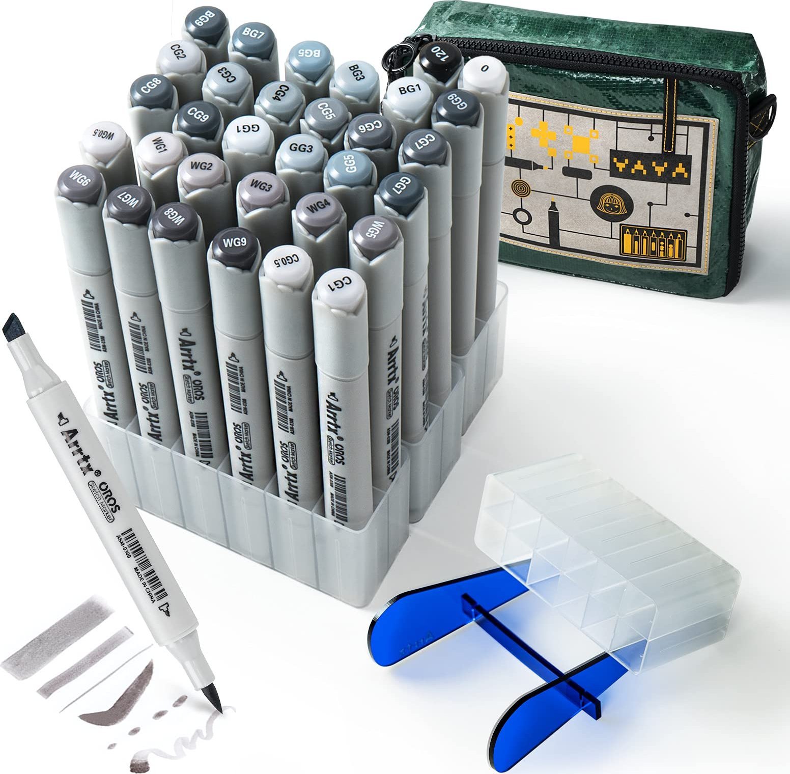 ARRTX Dvipusiai markeriai - flomasteriai ARRTX Oros, 32 spalvų, pilko atspalvio