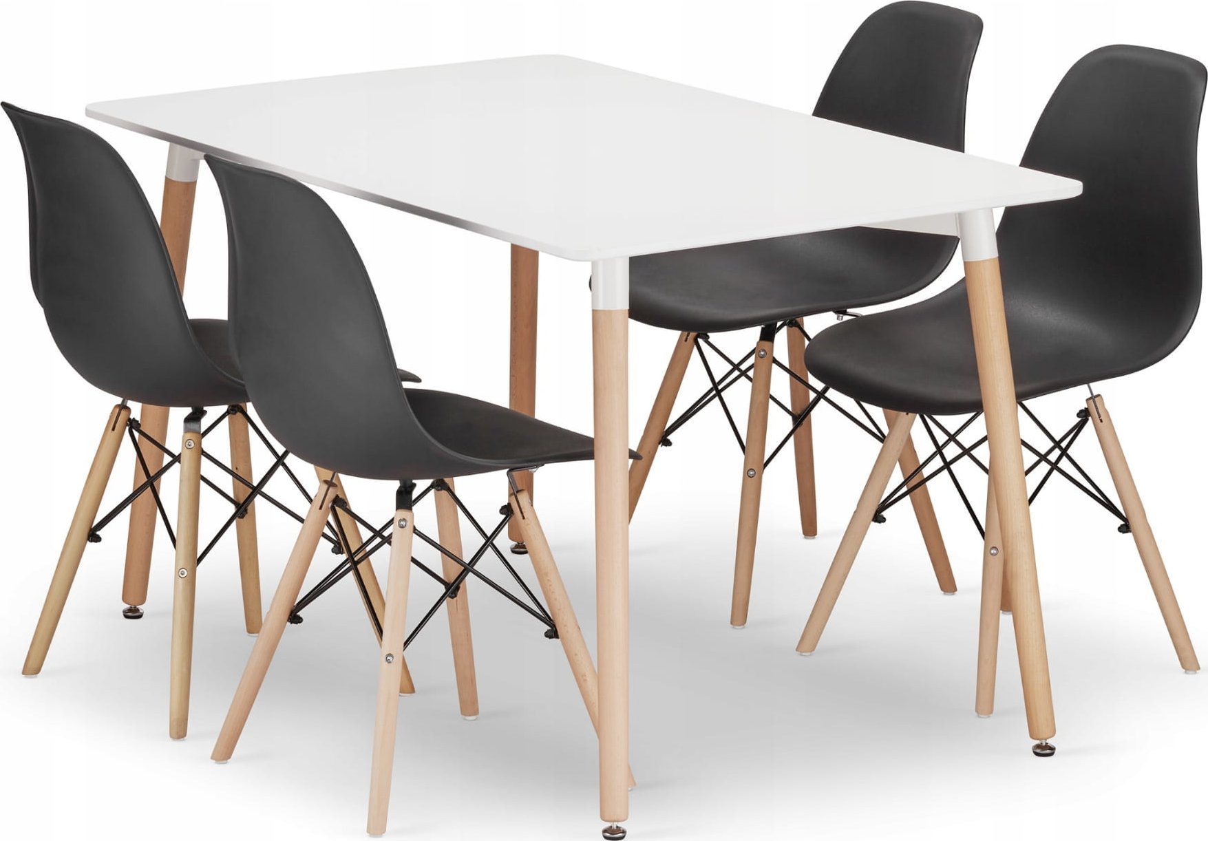 Leobert Zestaw stół prostokątny ADRIA 120x80 biały + 4 krzesła OSAKA czarne
