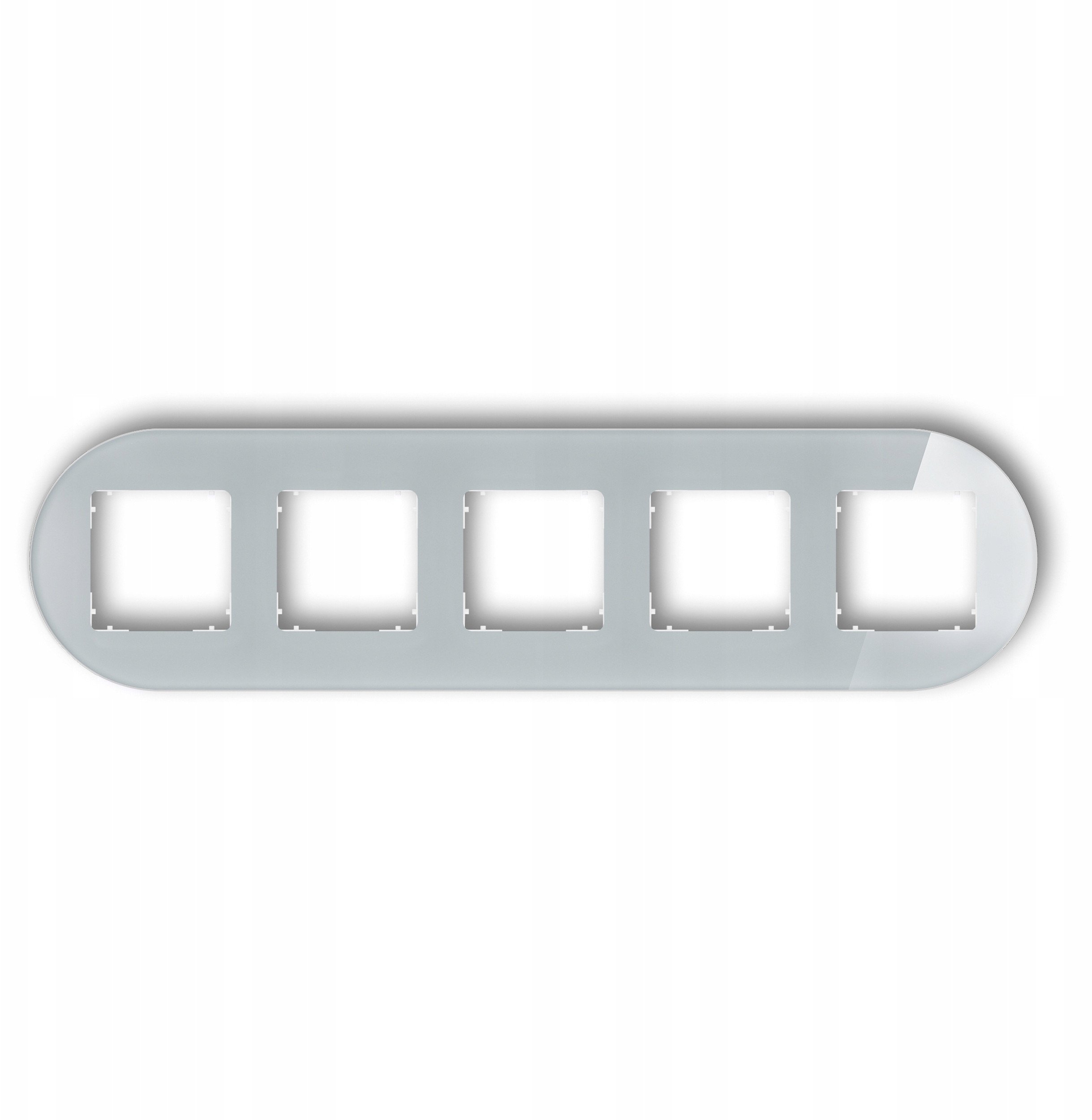 15-0-IRSO-5 ICON Ramka uniwersalna pięciokrotna okrągła - efekt szkła (ramka: szara spód: biały) 15-0-IRSO-5