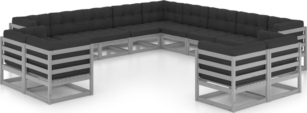 vidaXL 13-cz. zestaw wypoczynkowy do ogrodu, z poduszkami, szary