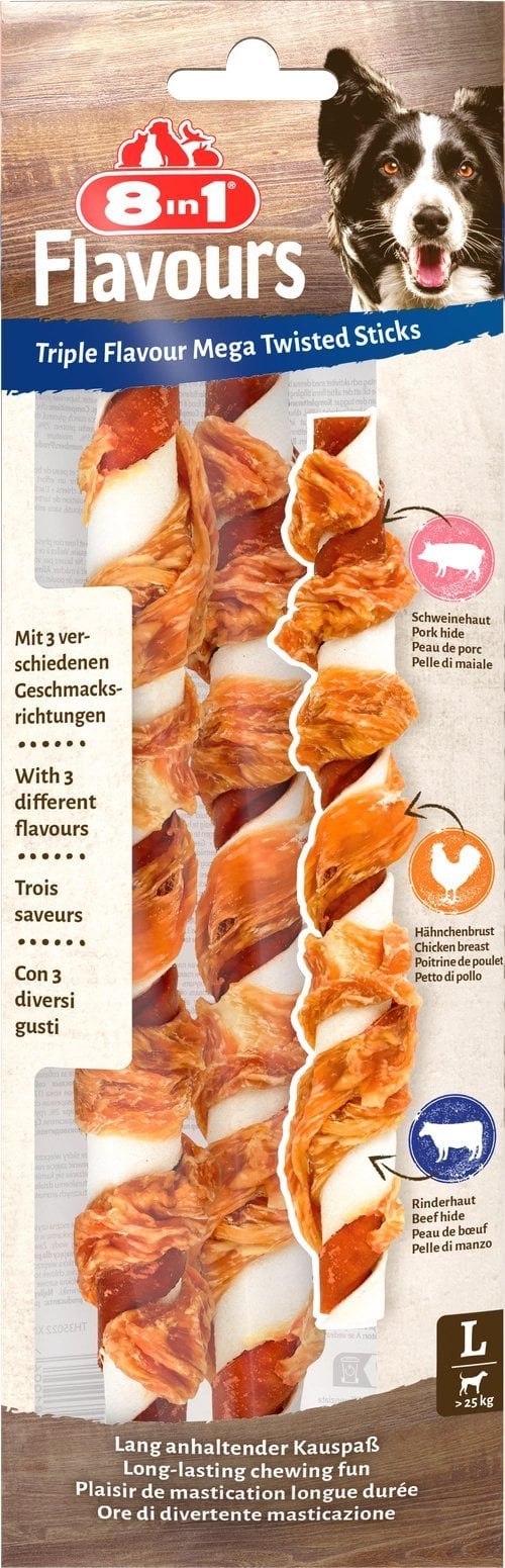 Przysmak 8in1 Triple Flavour skręcane pałeczki do żucia dla psa 140 g
