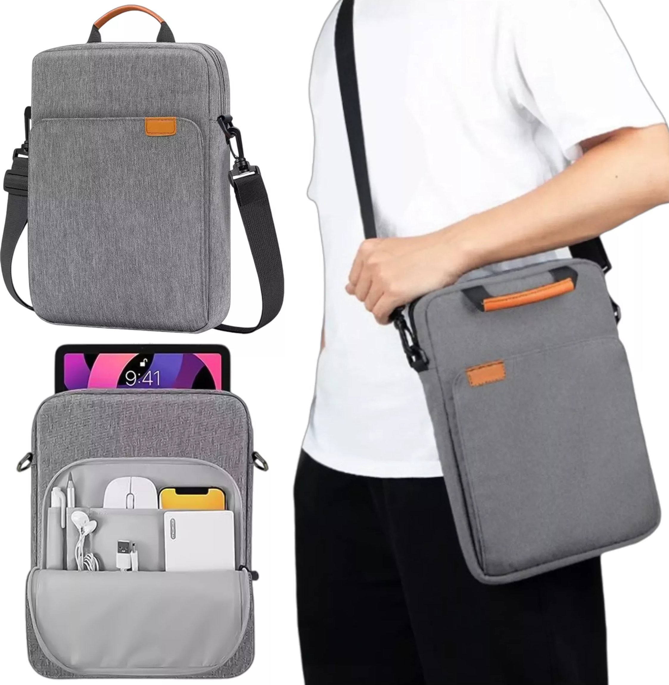 Torba Alogy Torba na laptopa/ iPada Pro Air/ tablet 11-13 cal męska damska Unisex Pasek na ramię etui futerał pokrowiec Alogy saszetka szara