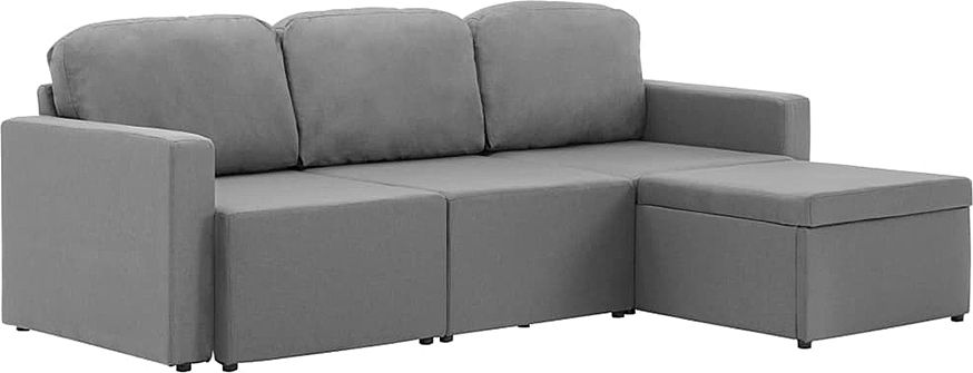 Elior Rozkładana sofa modułowa jasnoszara tkanina - Lanpara 4Q