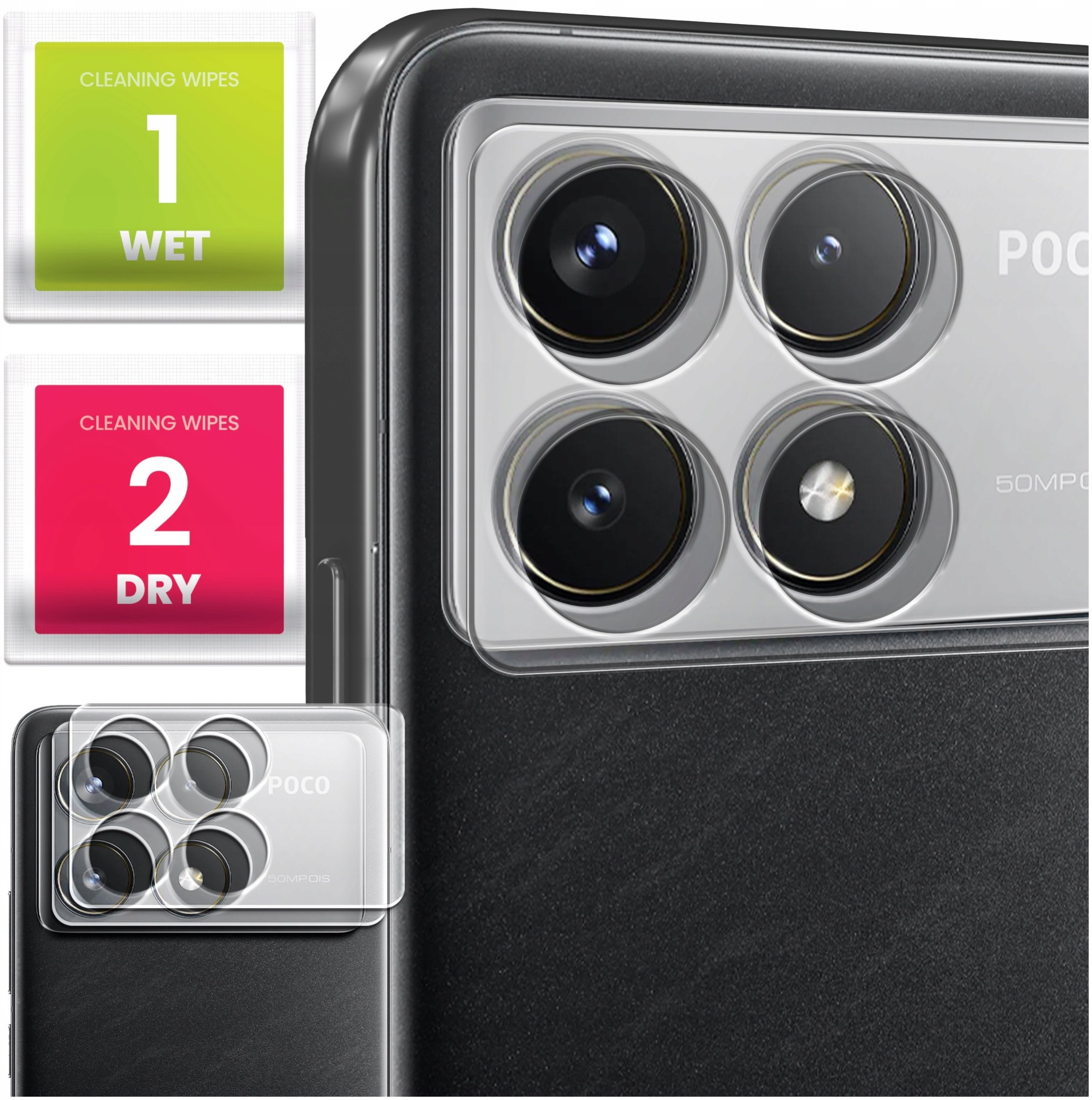 2-PAK Szkło Na Aparat Do Xiaomi Poco F6 Pro (Hartowane, Ochronne, 9H)