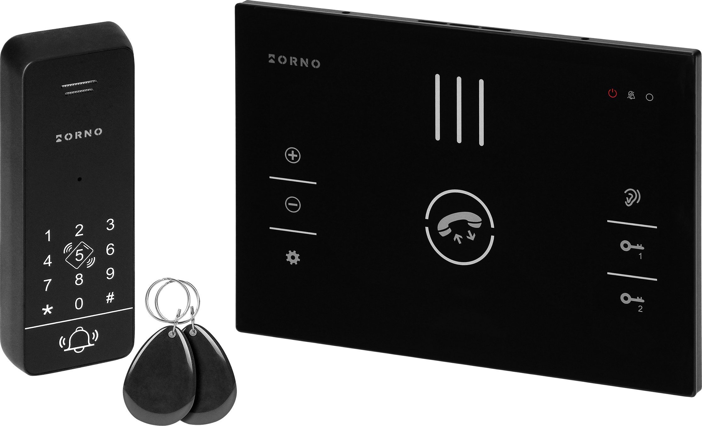 Orno SANDI, zestaw domofonowy jednorodzinny, bezsłuchawkowy 2-żyłowy, szyfrator, RFID, czarny