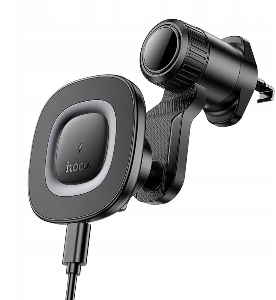 Hoco Uchwyt na telefon do samochodu indukcyjny 15W do kratki HW30 czarny