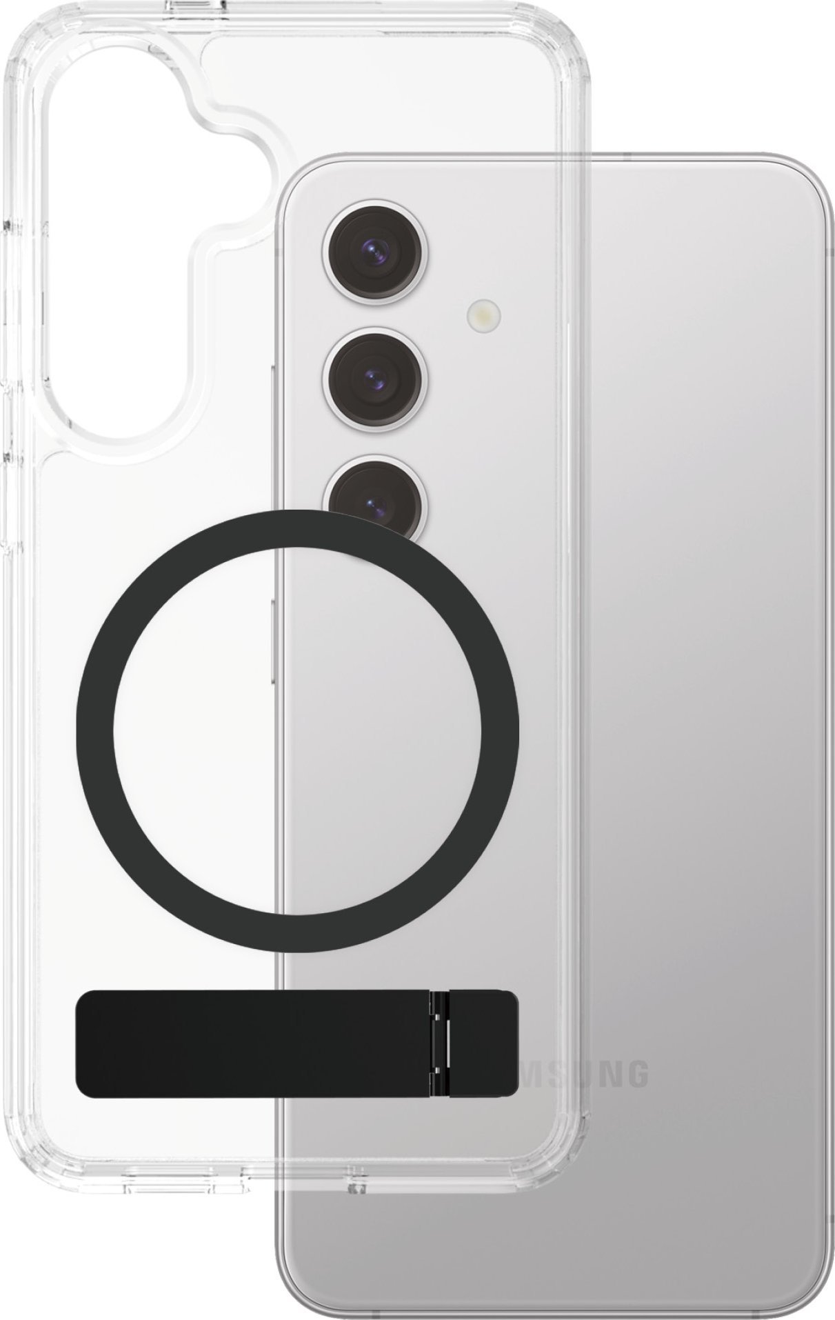 Etui CARE by PanzerGlass Feature Black Kickstand & QI do Samsung Galaxy S25 przezroczysty