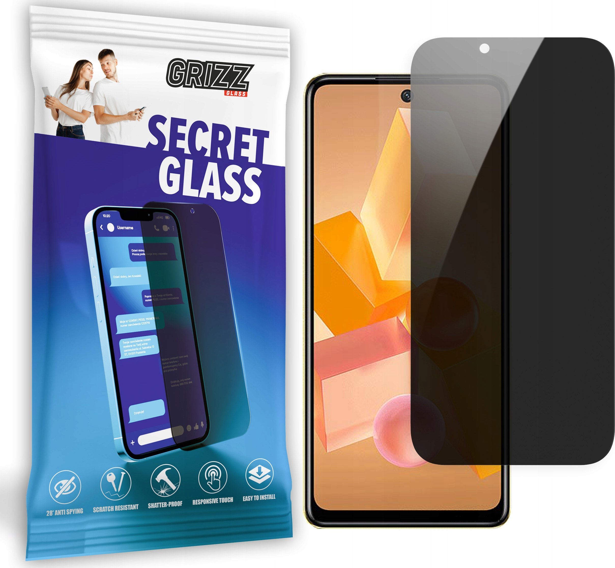 GrizzGlass Szkło prywatyzujące GrizzGlass SecretGlass do Infinix Hot 40 Pro