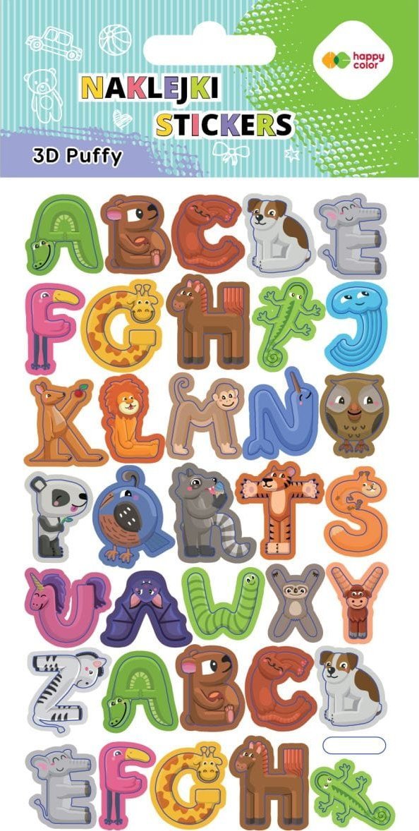 Naklejki 3D PUFFY-Letters, 10x20cm, Happy Color