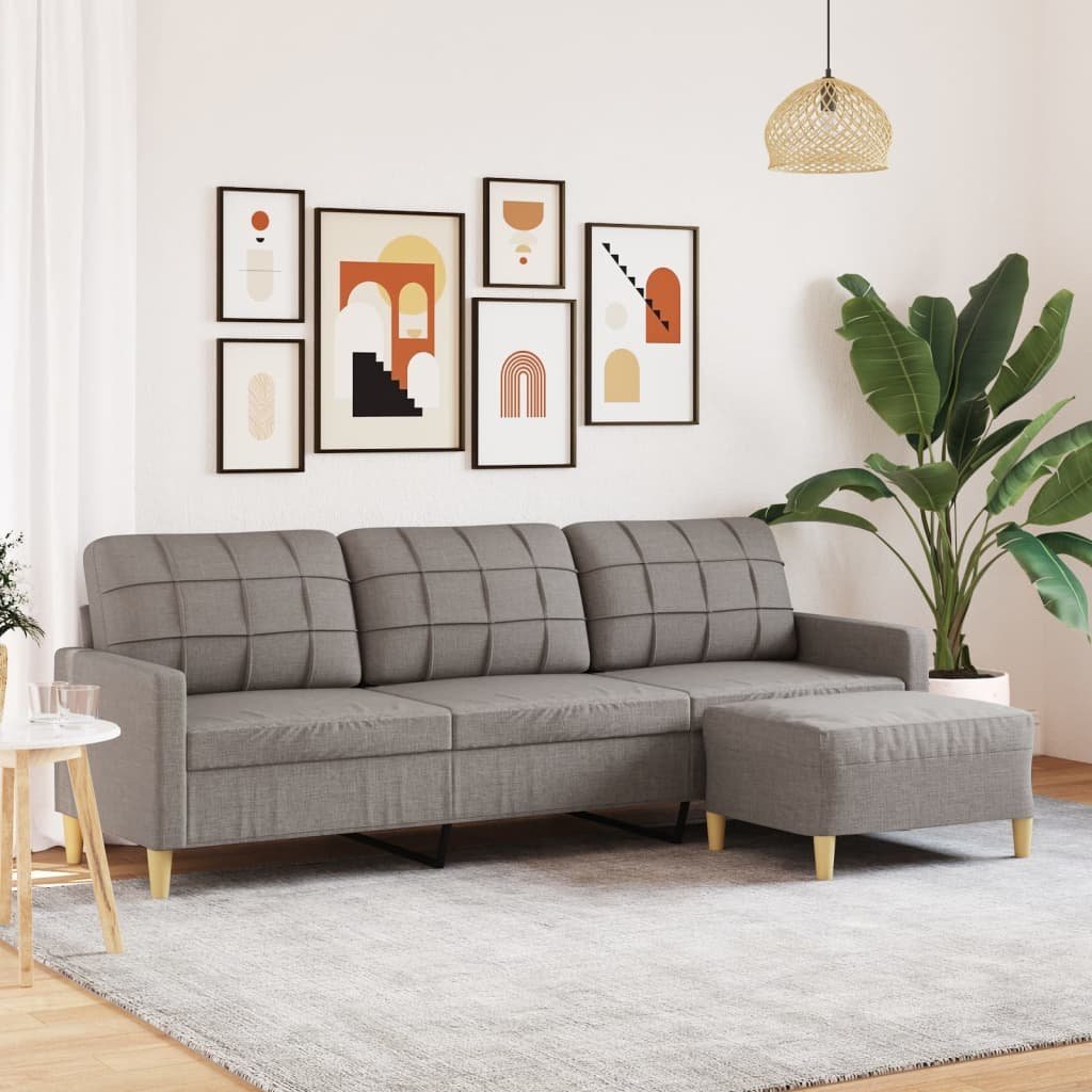 vidaXL vidaXL 3-osobowa sofa z podnóżkiem, kolor taupe, 210 cm, tkaniną