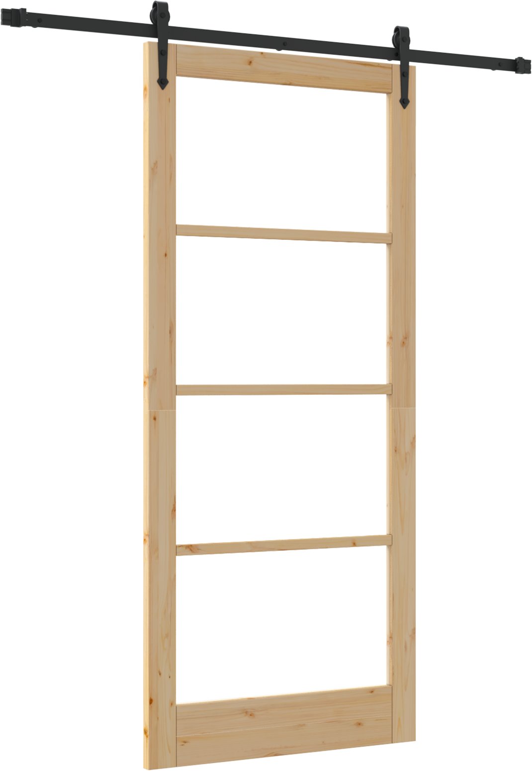 Drzwi przesuwne vidaXL z zestawem akcesoriów 93x211 cm z solidnego drewna sosnowego, Drzwi wewnętrzne vidaXL z przeszkleniem 'ORKDAL'93x211x4 cm z sol