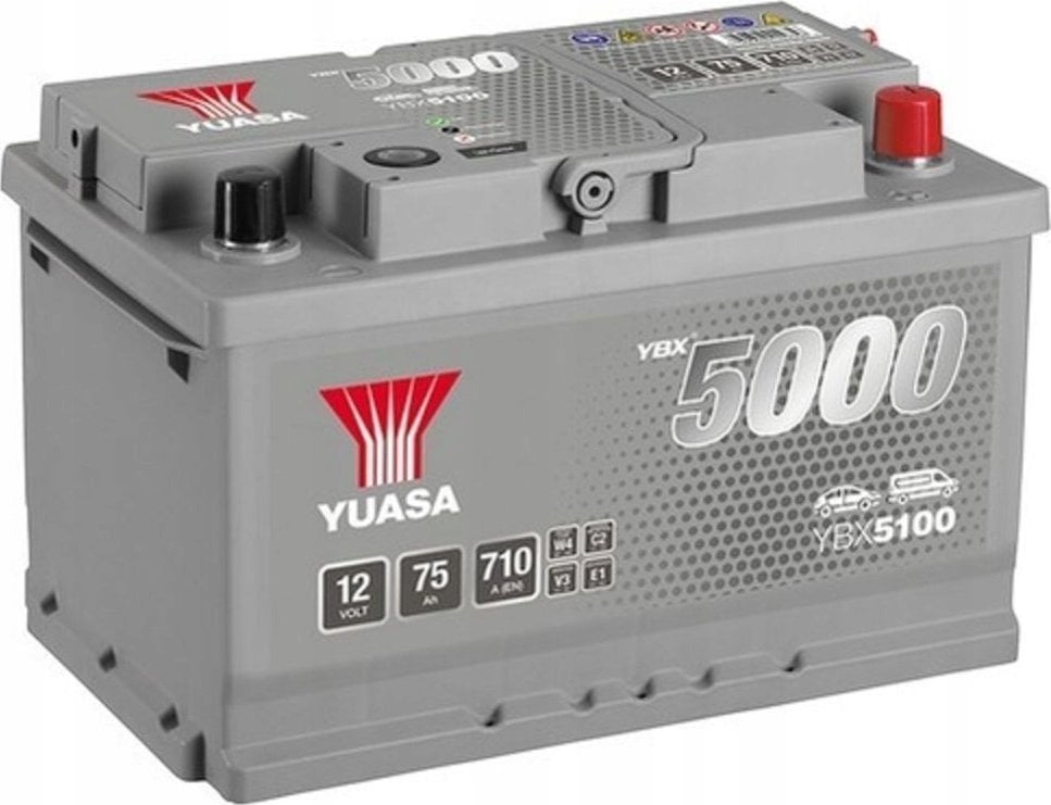 Akumulator YUASA 12V 75Ah/710A YBX5000 Silver High Performance SMF (P+ standardowy) 278x175x175 B13 (rozruchowy)