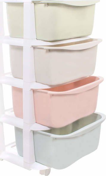 Springos Regał z szufladami na kółkach 4 półki pastelowe UNIWERSALNY