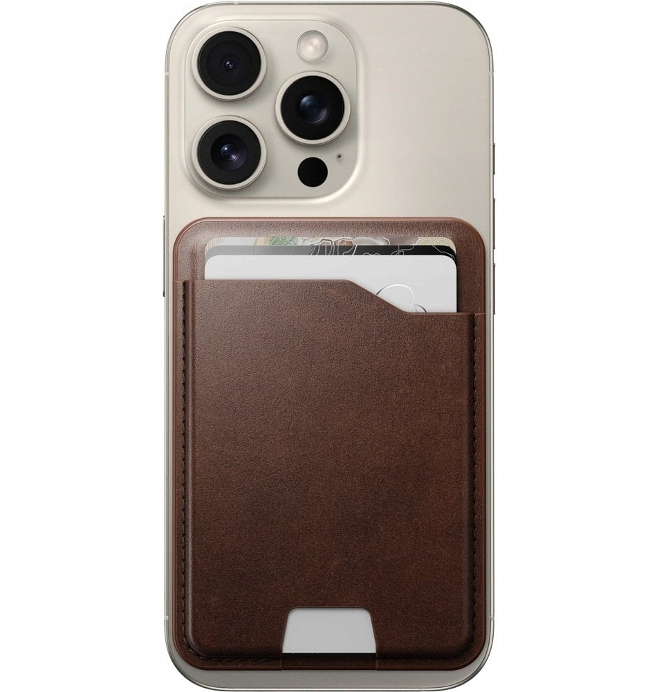 Nomad Leather Mag Wallet with Find My Tracking, brown