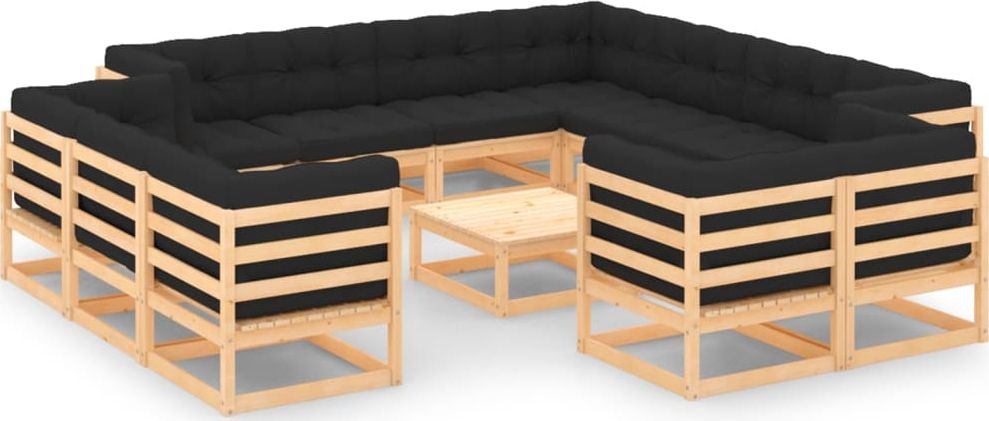 vidaXL 13-cz. zestaw wypoczynkowy do ogrodu, antracytowe poduszki