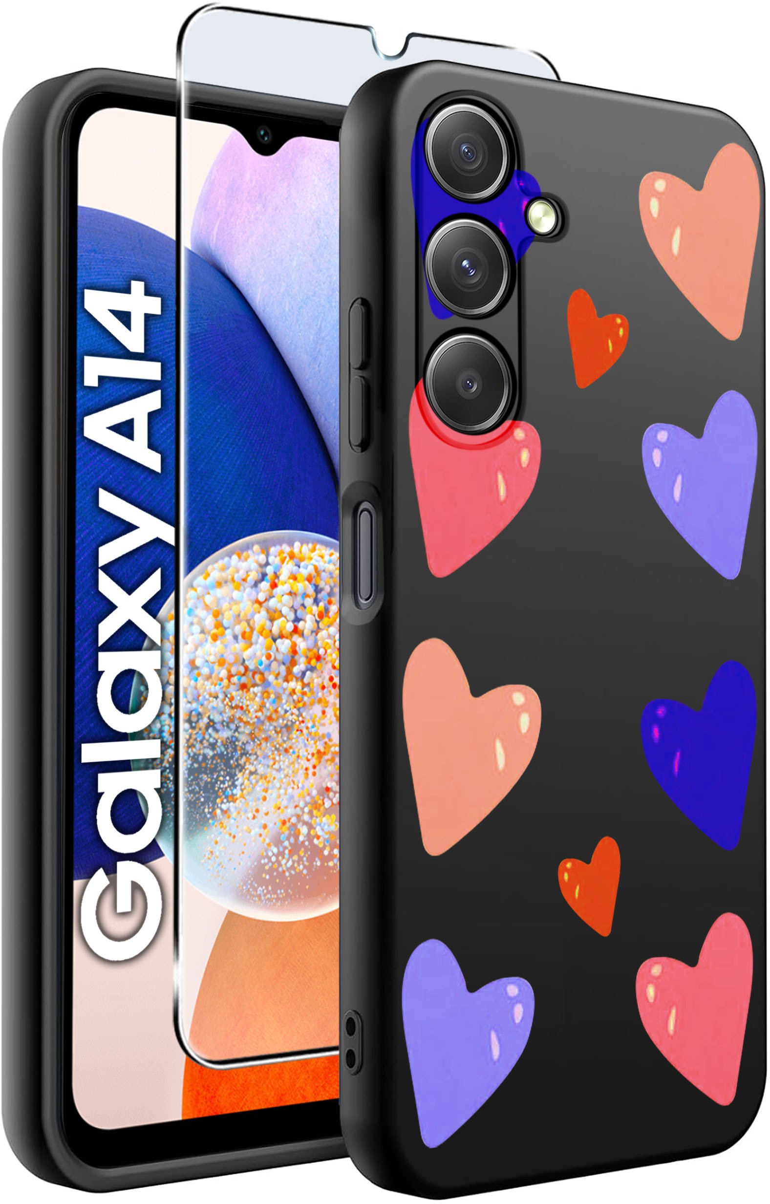 ETUI do Samsung A14 5G WZORY | SILIKONOWE MATT CASE + SZKŁO HARTOWANE 9H