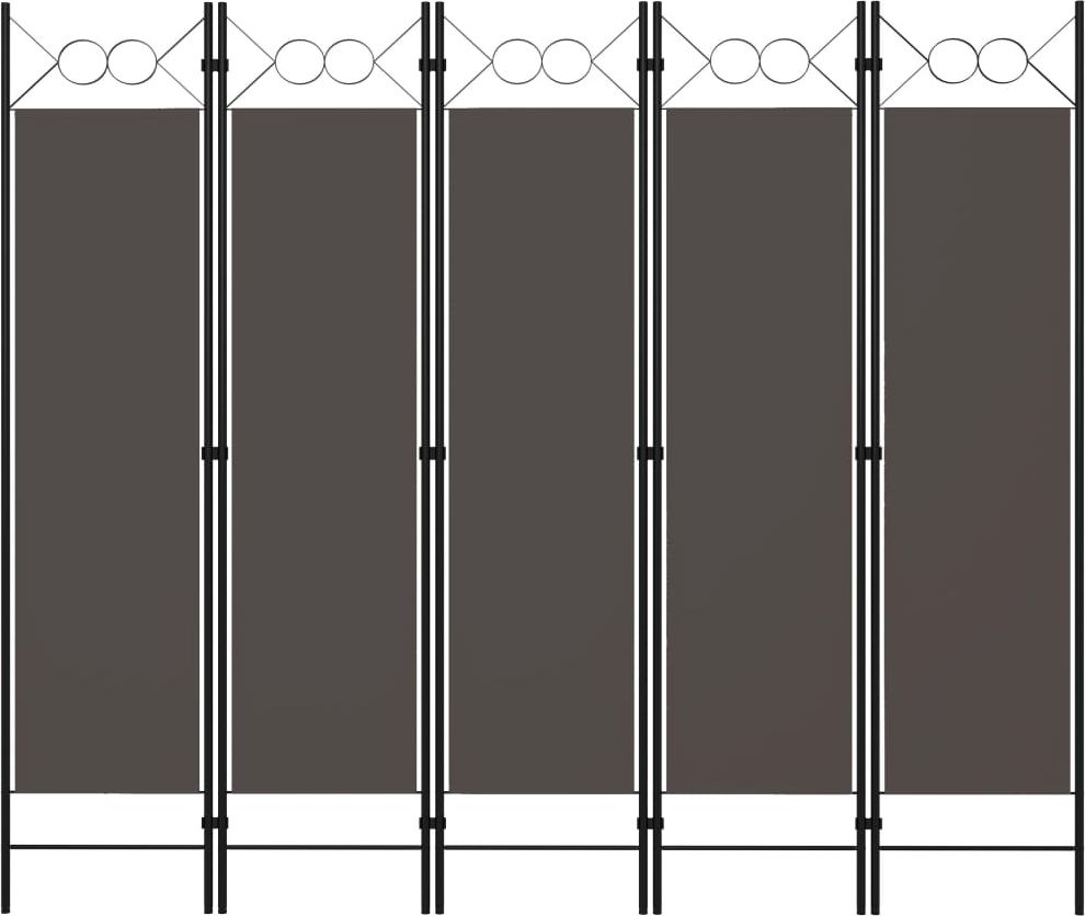 vidaXL Parawan 5-panelowy, antracytowy, 200 x 180 cm
