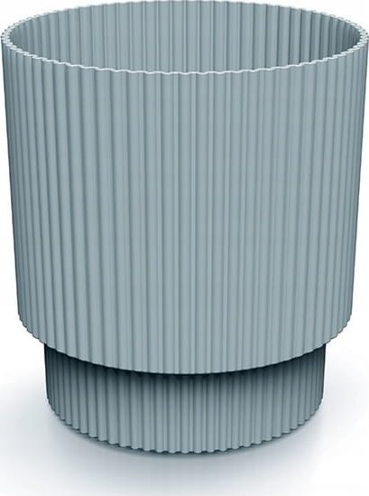 Doniczka szara prążkowana na nóżce plastikowa 13,8x12,8 cm osłonka Milly Round