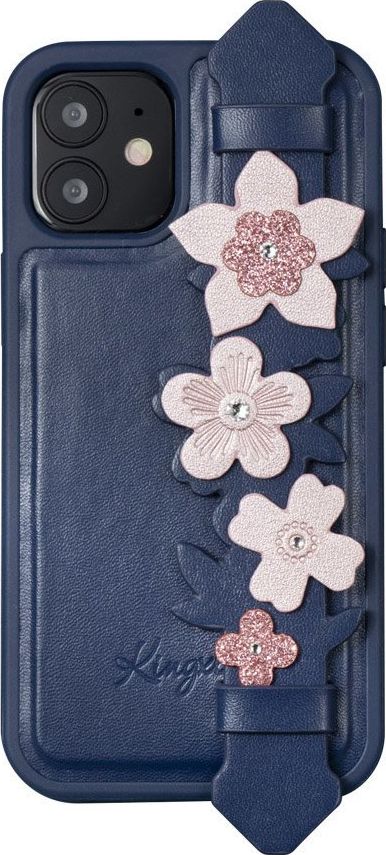 Kingxbar Sweet Series żelowe etui ozdobione oryginalnymi Kryształami Swarovskiego z podstawką iPhone 12 mini niebieski uniwersalny