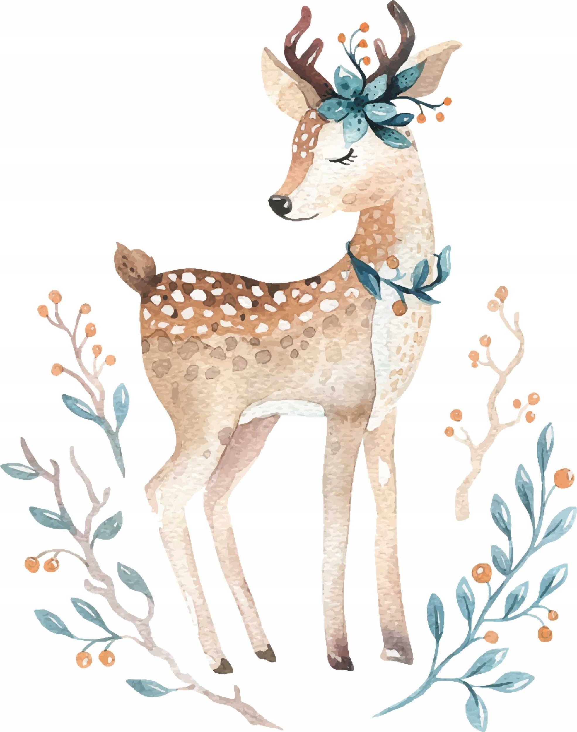 naSciane Śliczna naklejka jelonek akwarela sarenka .