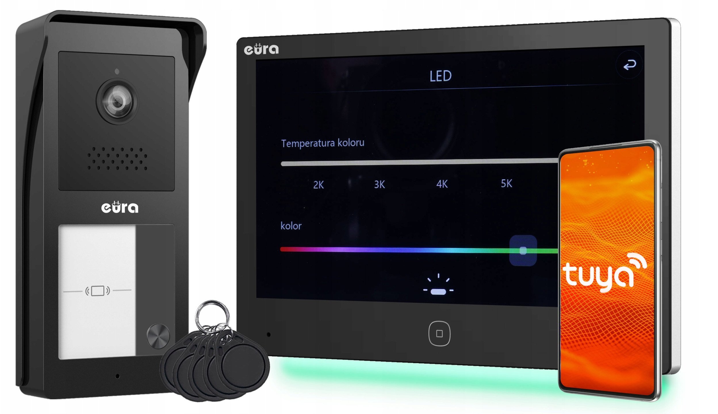 Wideodomofon EURA 2-żyłowy VDP-49A3-2TY czarny Tuya