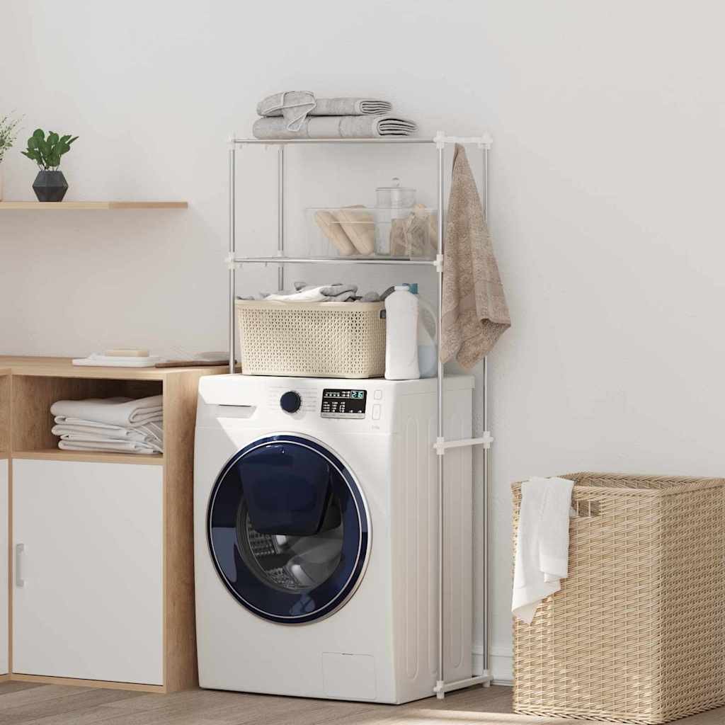 vidaXL Półka na pralkę z półką Biały 63 x 27 x 136 cm Aluminium